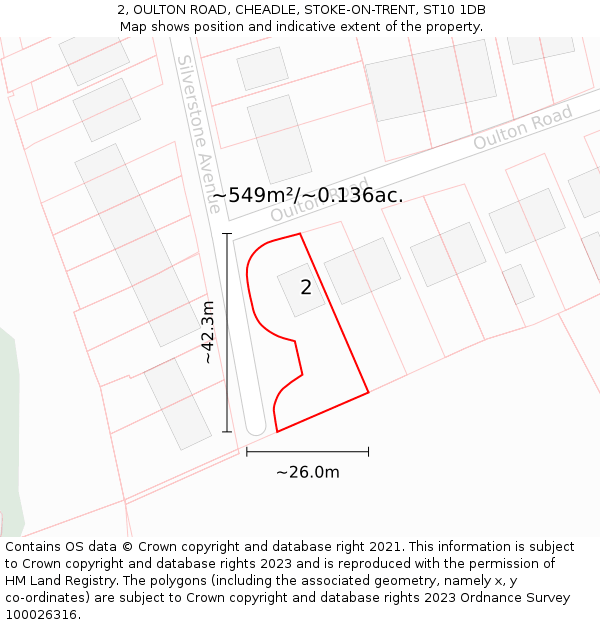 2, OULTON ROAD, CHEADLE, STOKE-ON-TRENT, ST10 1DB: Plot and title map