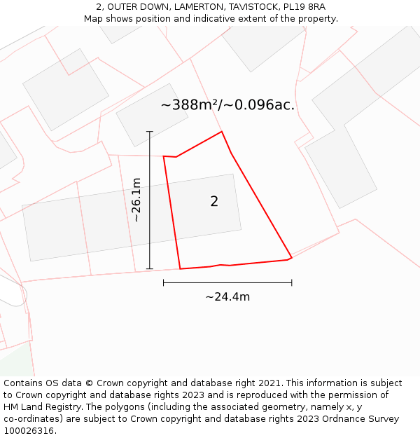 2, OUTER DOWN, LAMERTON, TAVISTOCK, PL19 8RA: Plot and title map