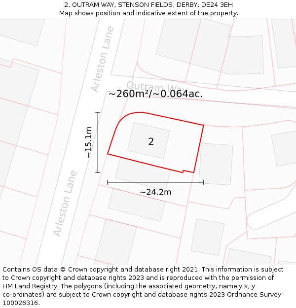 2, OUTRAM WAY, STENSON FIELDS, DERBY, DE24 3EH: Plot and title map