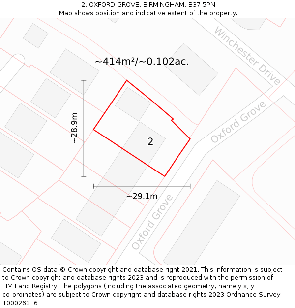 2, OXFORD GROVE, BIRMINGHAM, B37 5PN: Plot and title map