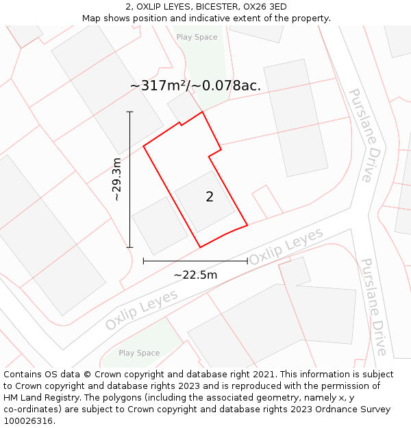 2, OXLIP LEYES, BICESTER, OX26 3ED: Plot and title map