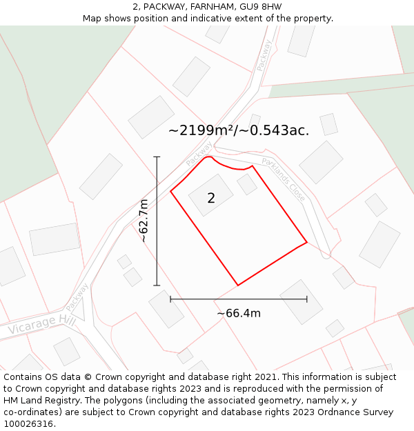 2, PACKWAY, FARNHAM, GU9 8HW: Plot and title map