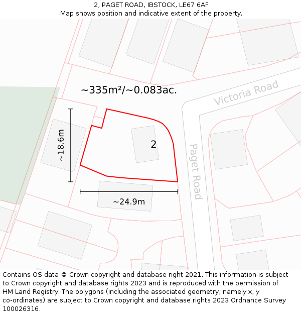 2, PAGET ROAD, IBSTOCK, LE67 6AF: Plot and title map