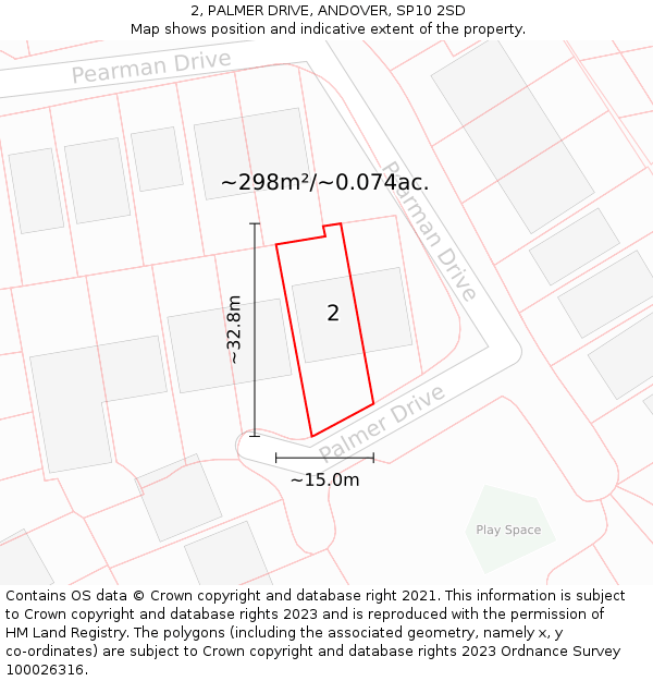 2, PALMER DRIVE, ANDOVER, SP10 2SD: Plot and title map