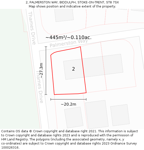 2, PALMERSTON WAY, BIDDULPH, STOKE-ON-TRENT, ST8 7SX: Plot and title map