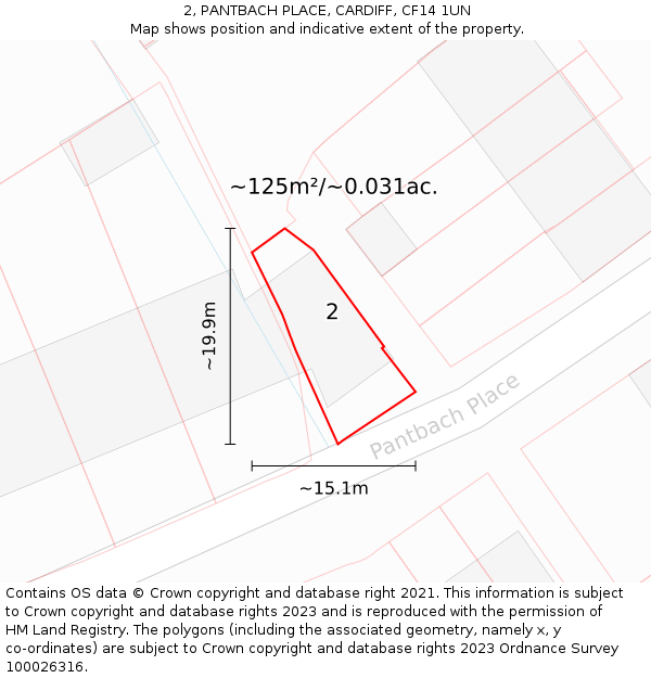 2, PANTBACH PLACE, CARDIFF, CF14 1UN: Plot and title map