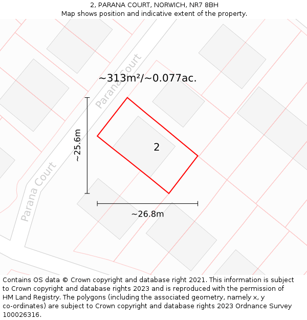 2, PARANA COURT, NORWICH, NR7 8BH: Plot and title map