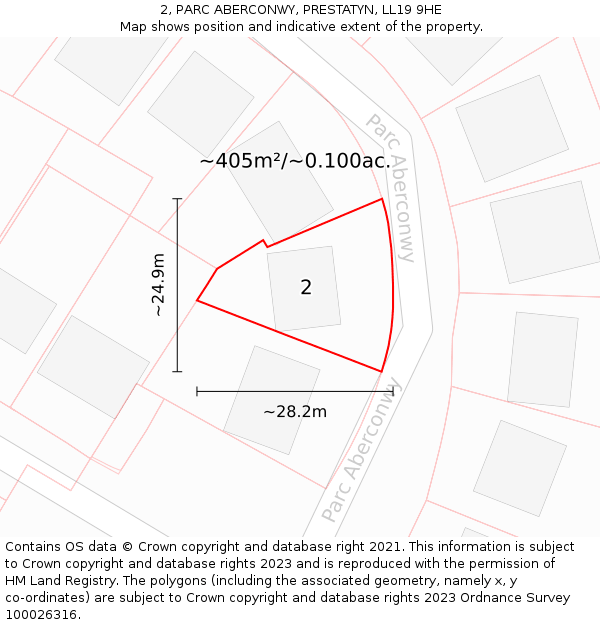 2, PARC ABERCONWY, PRESTATYN, LL19 9HE: Plot and title map