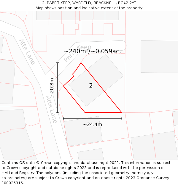 2, PARFIT KEEP, WARFIELD, BRACKNELL, RG42 2AT: Plot and title map