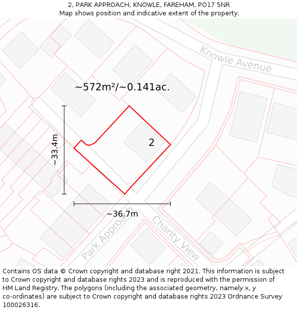 2, PARK APPROACH, KNOWLE, FAREHAM, PO17 5NR: Plot and title map