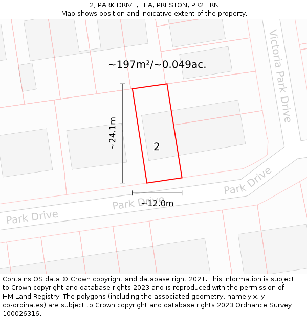2, PARK DRIVE, LEA, PRESTON, PR2 1RN: Plot and title map