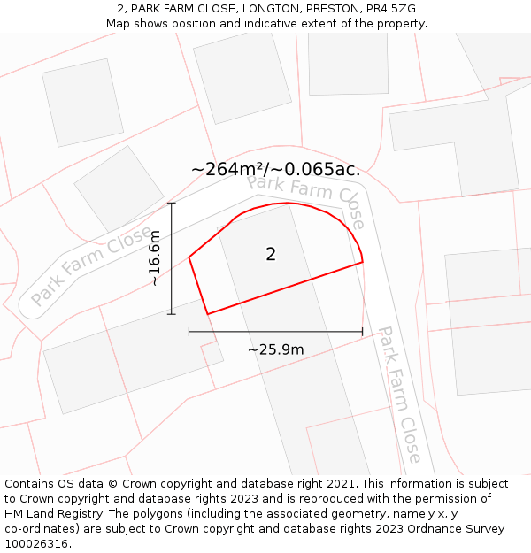 2, PARK FARM CLOSE, LONGTON, PRESTON, PR4 5ZG: Plot and title map