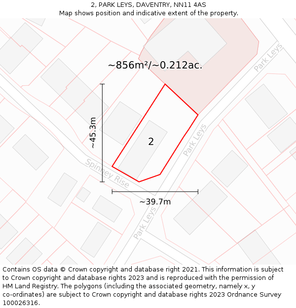 2, PARK LEYS, DAVENTRY, NN11 4AS: Plot and title map
