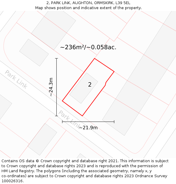 2, PARK LINK, AUGHTON, ORMSKIRK, L39 5EL: Plot and title map