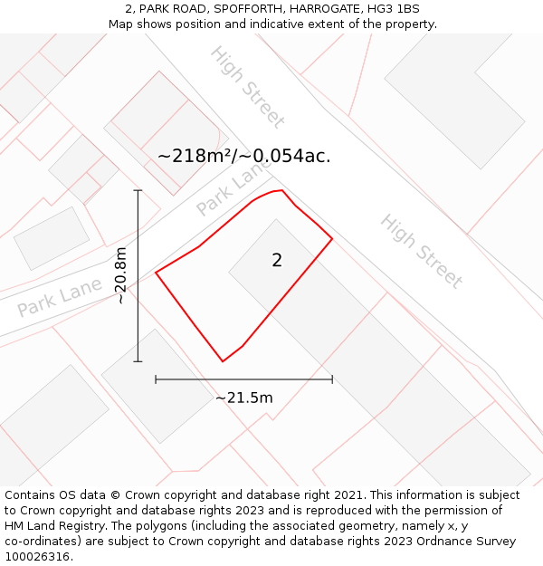 2, PARK ROAD, SPOFFORTH, HARROGATE, HG3 1BS: Plot and title map