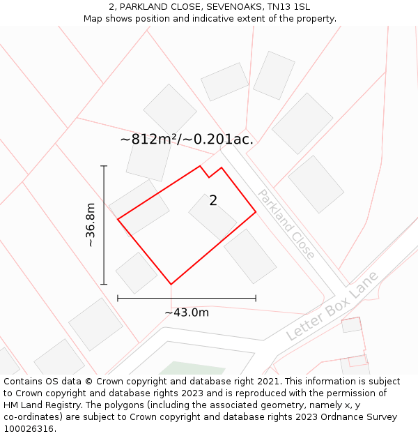 2, PARKLAND CLOSE, SEVENOAKS, TN13 1SL: Plot and title map