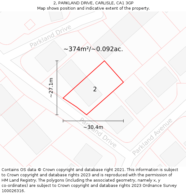 2, PARKLAND DRIVE, CARLISLE, CA1 3GP: Plot and title map
