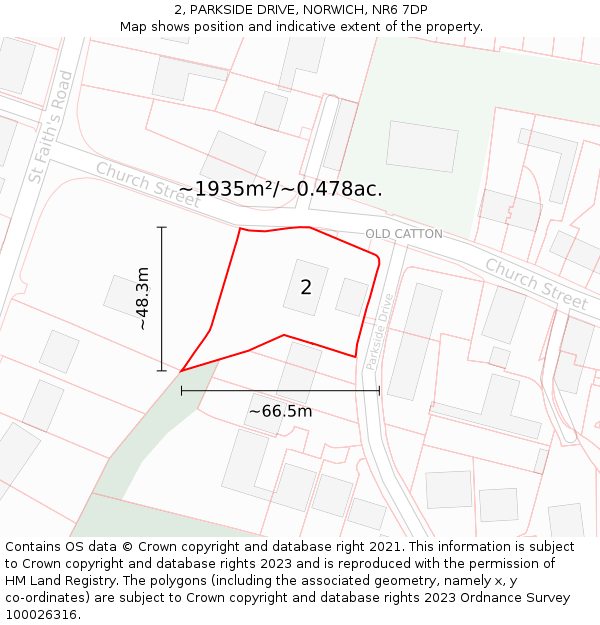 2, PARKSIDE DRIVE, NORWICH, NR6 7DP: Plot and title map