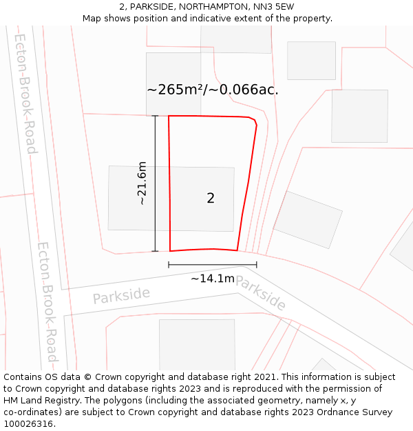 2, PARKSIDE, NORTHAMPTON, NN3 5EW: Plot and title map