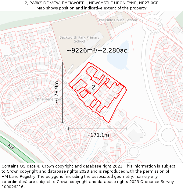 2, PARKSIDE VIEW, BACKWORTH, NEWCASTLE UPON TYNE, NE27 0GR: Plot and title map