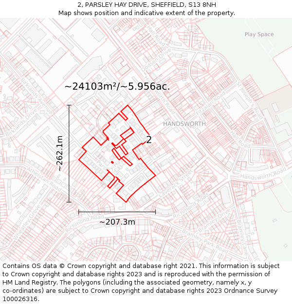 2, PARSLEY HAY DRIVE, SHEFFIELD, S13 8NH: Plot and title map