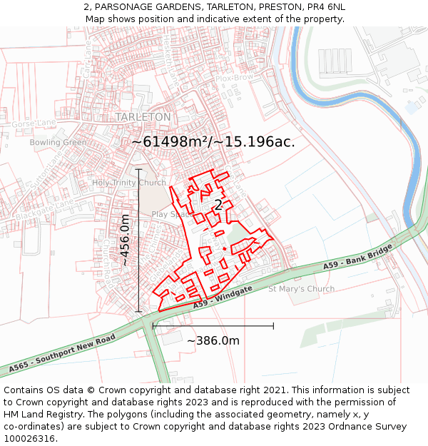 2, PARSONAGE GARDENS, TARLETON, PRESTON, PR4 6NL: Plot and title map
