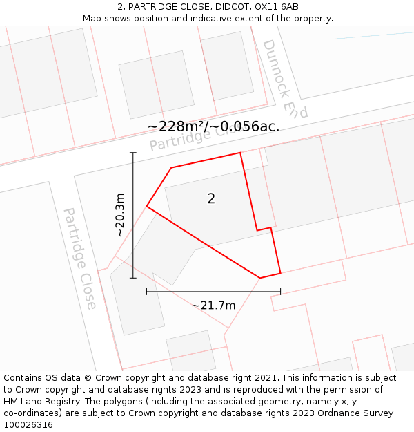 2, PARTRIDGE CLOSE, DIDCOT, OX11 6AB: Plot and title map