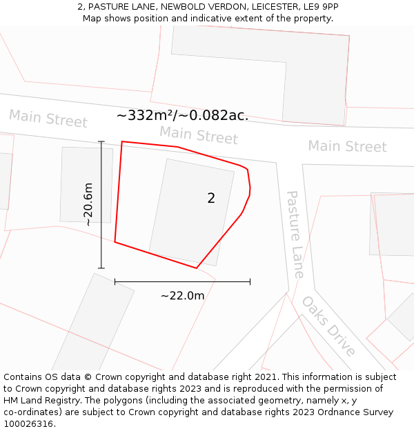 2, PASTURE LANE, NEWBOLD VERDON, LEICESTER, LE9 9PP: Plot and title map