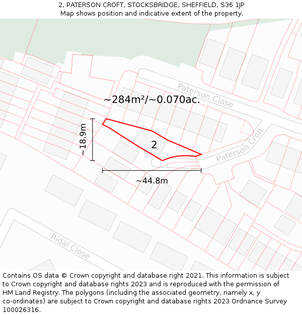 2, PATERSON CROFT, STOCKSBRIDGE, SHEFFIELD, S36 1JP: Plot and title map