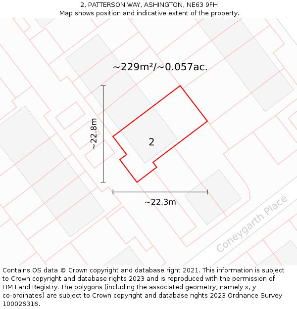 2, PATTERSON WAY, ASHINGTON, NE63 9FH: Plot and title map