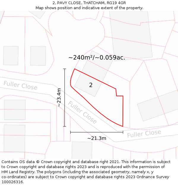 2, PAVY CLOSE, THATCHAM, RG19 4GR: Plot and title map