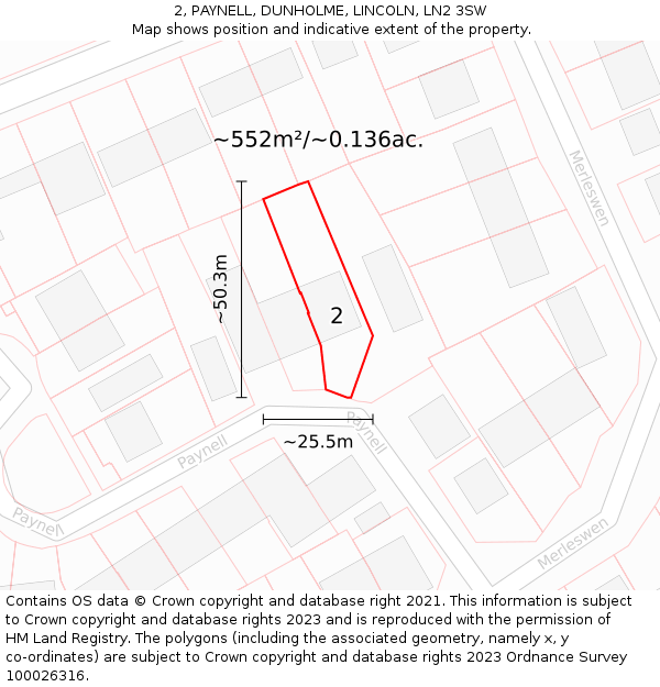 2, PAYNELL, DUNHOLME, LINCOLN, LN2 3SW: Plot and title map