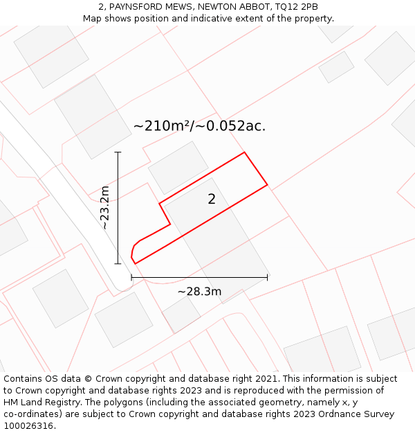 2, PAYNSFORD MEWS, NEWTON ABBOT, TQ12 2PB: Plot and title map