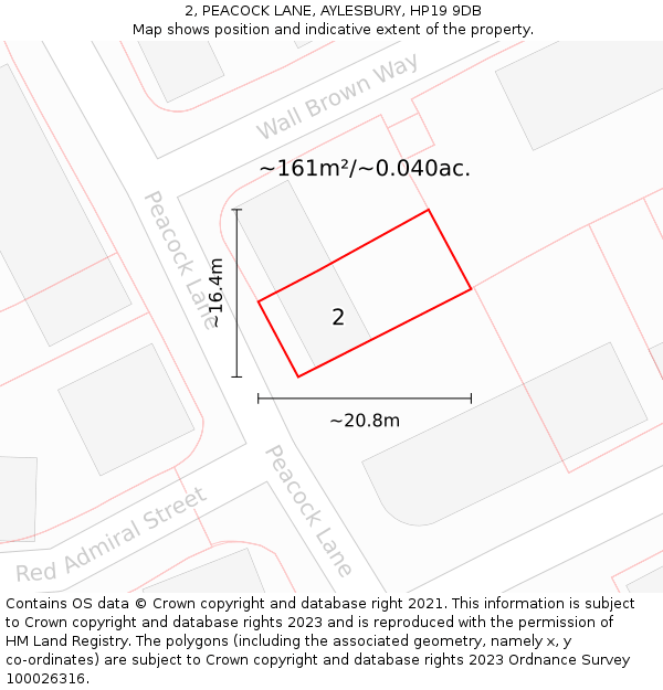 2, PEACOCK LANE, AYLESBURY, HP19 9DB: Plot and title map
