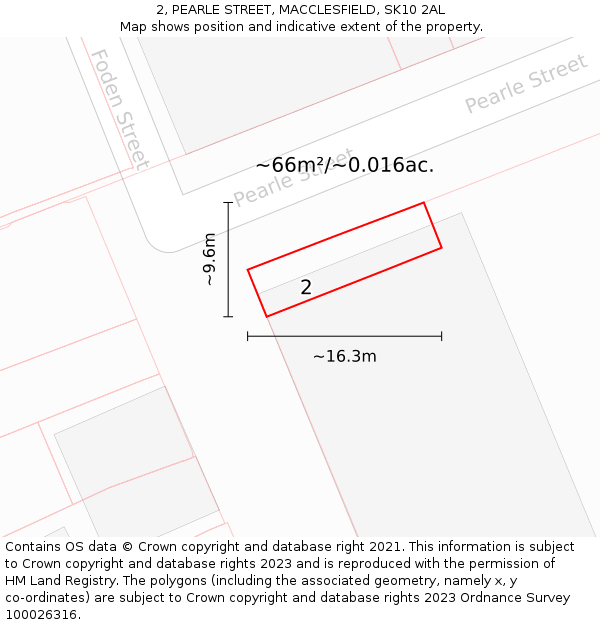 2, PEARLE STREET, MACCLESFIELD, SK10 2AL: Plot and title map