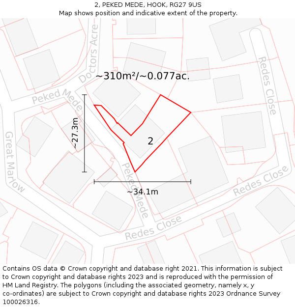 2, PEKED MEDE, HOOK, RG27 9US: Plot and title map