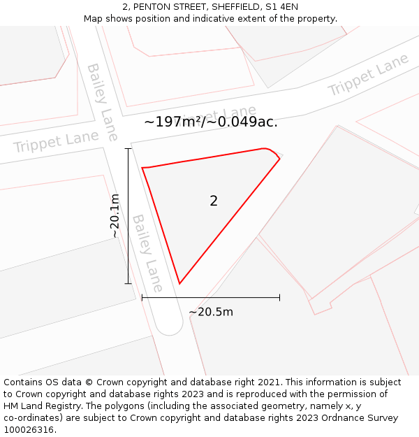 2, PENTON STREET, SHEFFIELD, S1 4EN: Plot and title map