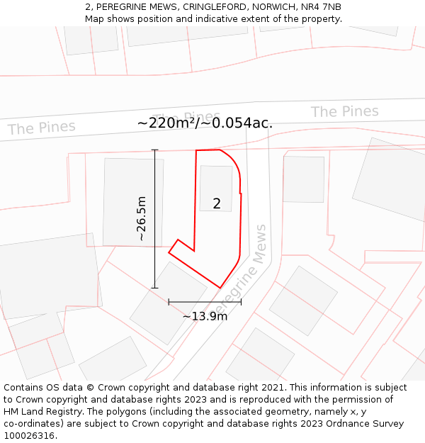 2, PEREGRINE MEWS, CRINGLEFORD, NORWICH, NR4 7NB: Plot and title map