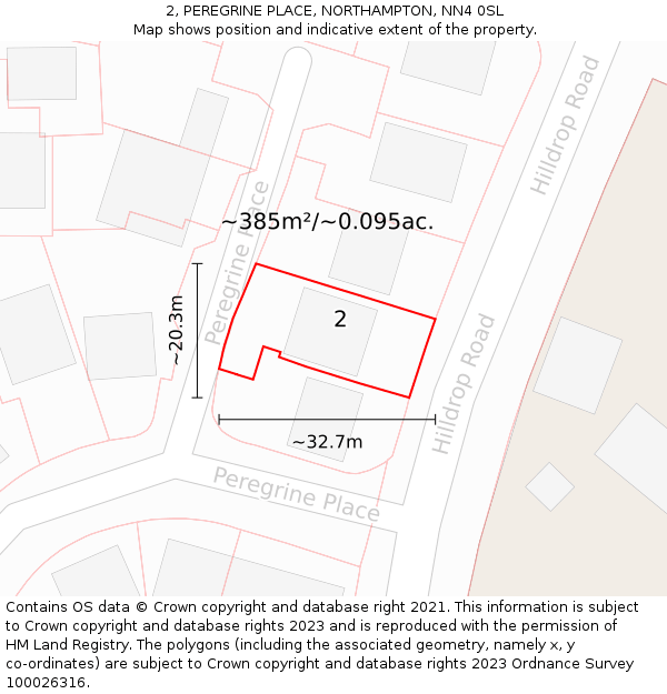 2, PEREGRINE PLACE, NORTHAMPTON, NN4 0SL: Plot and title map