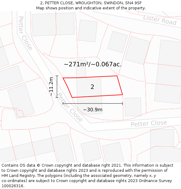 2, PETTER CLOSE, WROUGHTON, SWINDON, SN4 9SF: Plot and title map