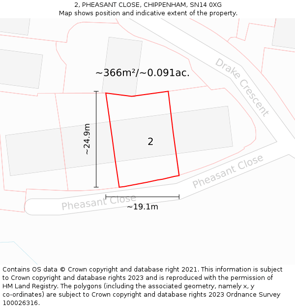 2, PHEASANT CLOSE, CHIPPENHAM, SN14 0XG: Plot and title map