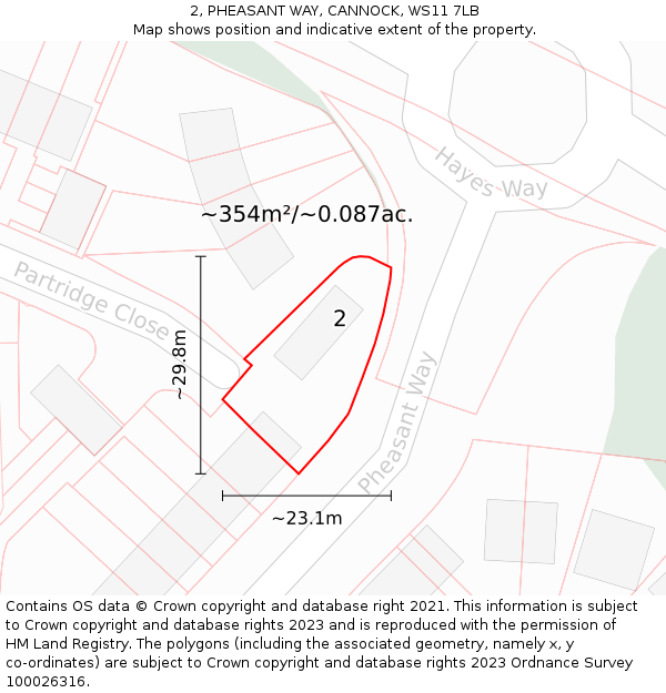 2, PHEASANT WAY, CANNOCK, WS11 7LB: Plot and title map