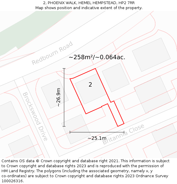 2, PHOENIX WALK, HEMEL HEMPSTEAD, HP2 7RR: Plot and title map