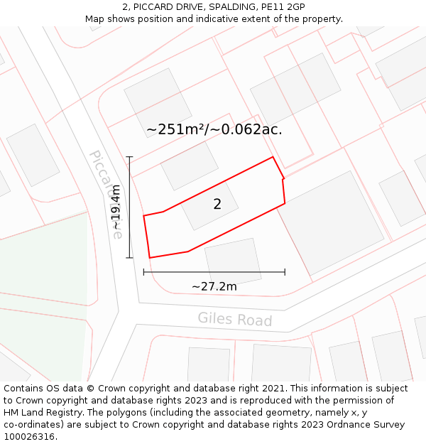 2, PICCARD DRIVE, SPALDING, PE11 2GP: Plot and title map