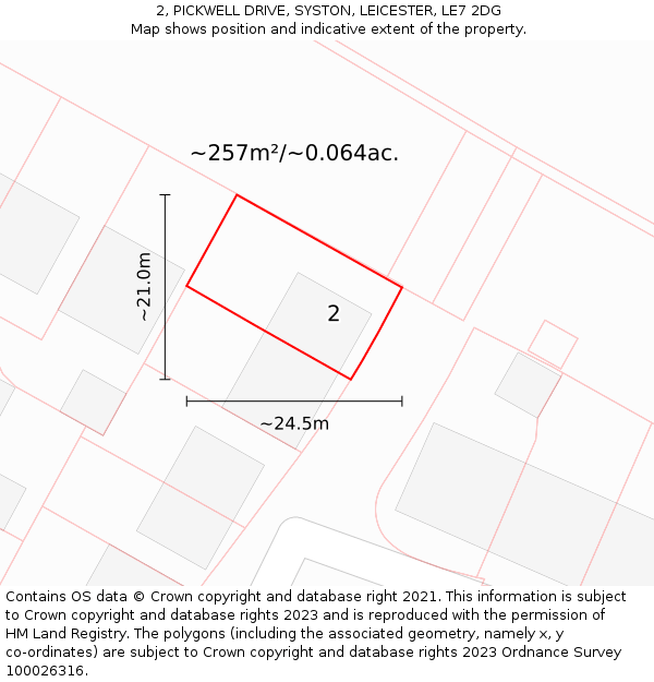 2, PICKWELL DRIVE, SYSTON, LEICESTER, LE7 2DG: Plot and title map