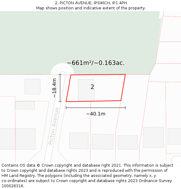 2, PICTON AVENUE, IPSWICH, IP1 4PH: Plot and title map