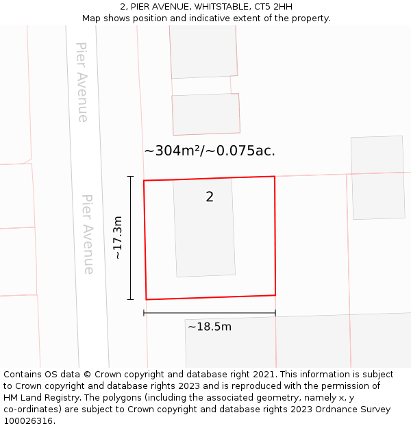 2, PIER AVENUE, WHITSTABLE, CT5 2HH: Plot and title map