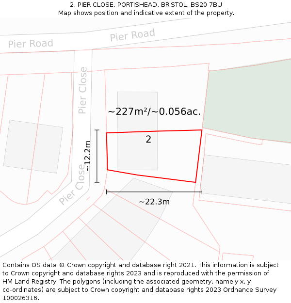 2, PIER CLOSE, PORTISHEAD, BRISTOL, BS20 7BU: Plot and title map