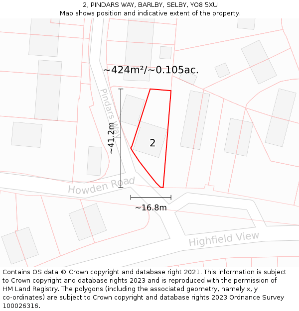 2, PINDARS WAY, BARLBY, SELBY, YO8 5XU: Plot and title map