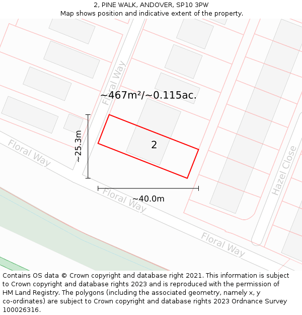 2, PINE WALK, ANDOVER, SP10 3PW: Plot and title map